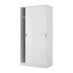 Garde-robe 2 portes Alt, armoire de chambre, armoire avec étagère et tringle à vêtements, 100x50h200 cm, blanc