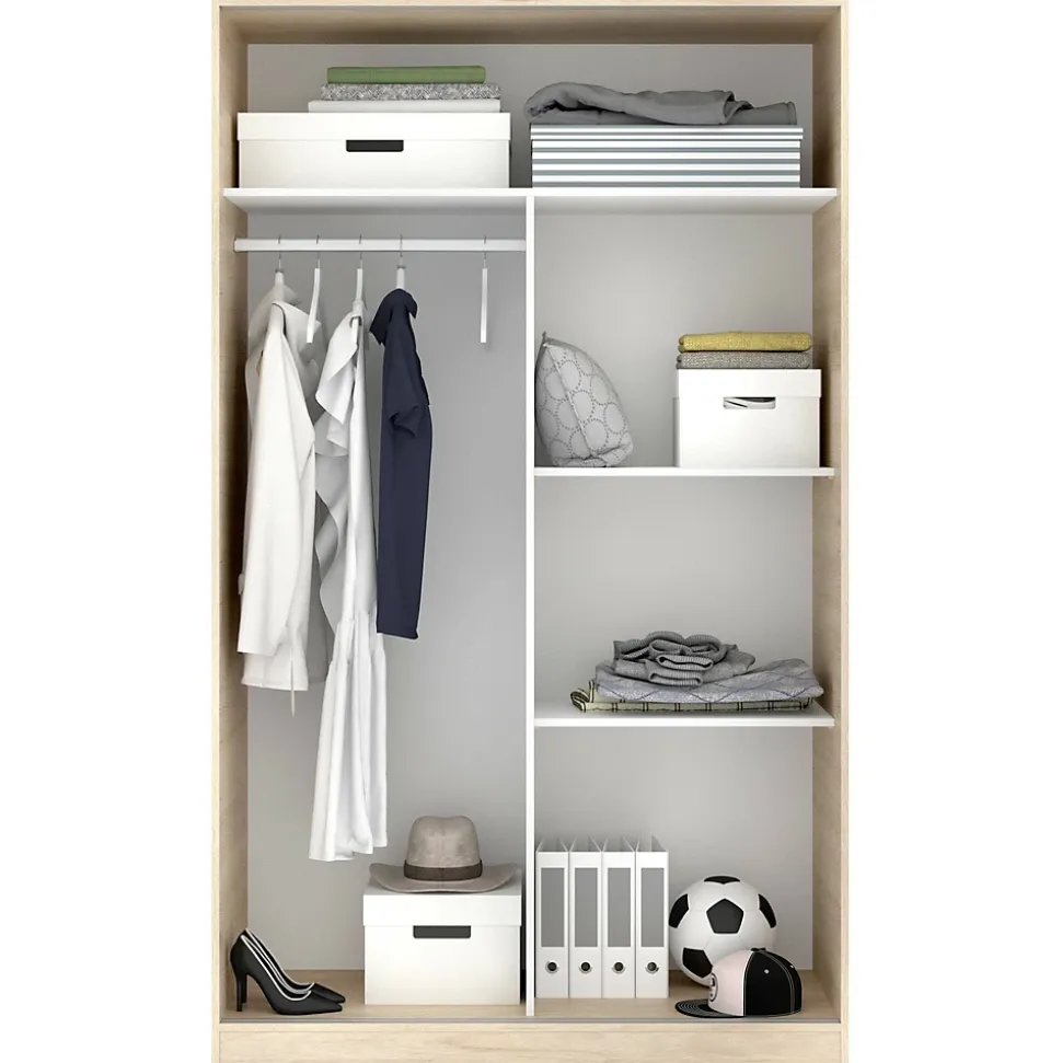 Garde-robe 2 portes Alyson, Cintre pour chambre à coucher, Armoire à portes coulissantes, 120x50h204 cm, Chêne