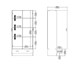 Garde-robe 2 portes Amylya, Meubles de chambre, Penderie de plain-pied, Placard à vêtements, 79x36 h170 cm, Chêne