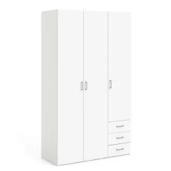 Garde-robe 3 portes Aquilone, Meubles de chambre, Penderie de plain-pied, Placard à vêtements, 115x49 h200 cm, Blanc
