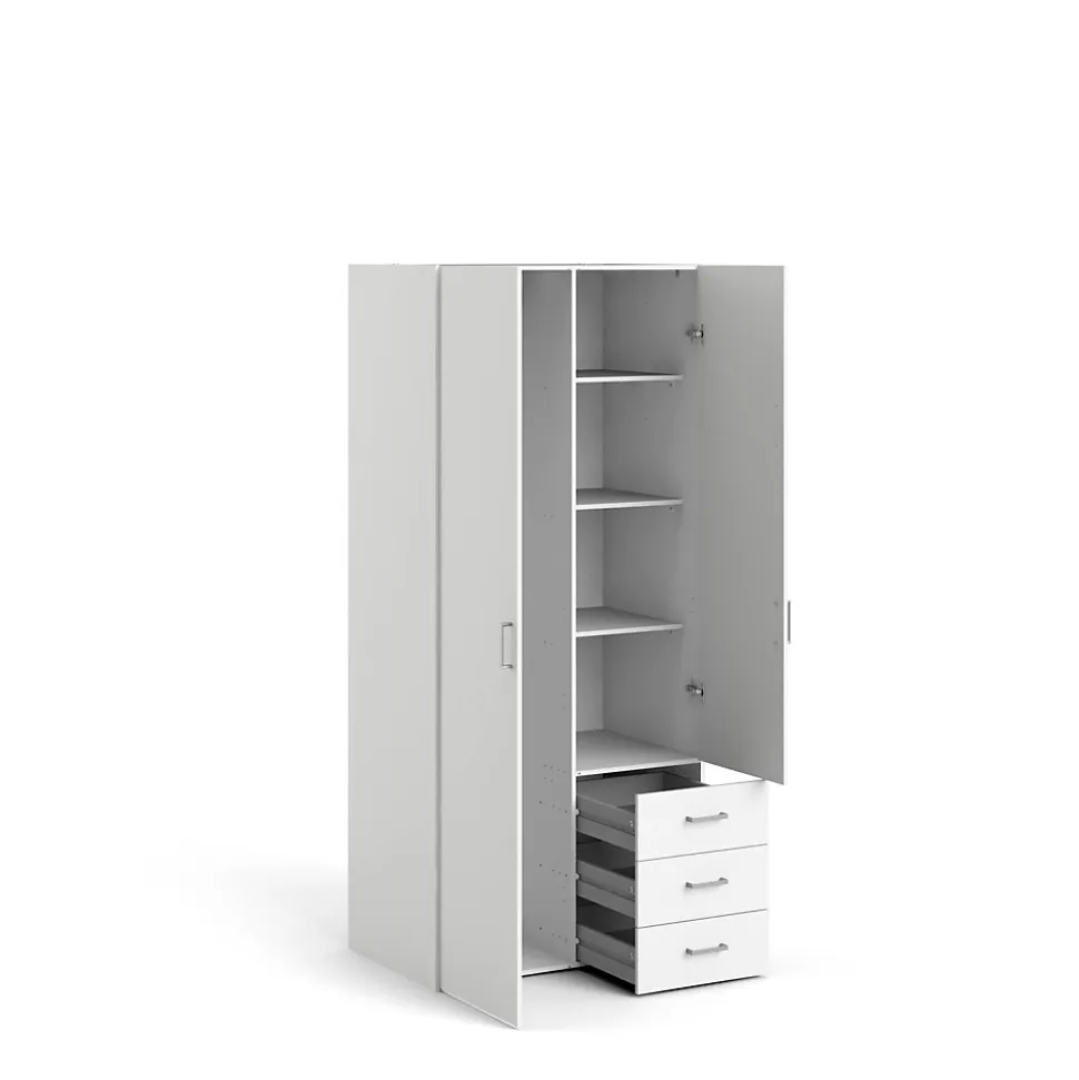Garde-robe 2 portes Arci, Meubles de chambre, Penderie de plain-pied, Placard à vêtements, 77x49 h175 cm, Blanc