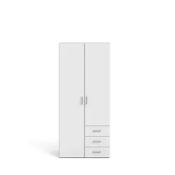 Garde-robe 2 portes Arci, Meubles de chambre, Penderie de plain-pied, Placard à vêtements, 77x49 h175 cm, Blanc