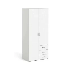 Garde-robe 2 portes Arci, Meubles de chambre, Penderie de plain-pied, Placard à vêtements, 77x49 h175 cm, Blanc
