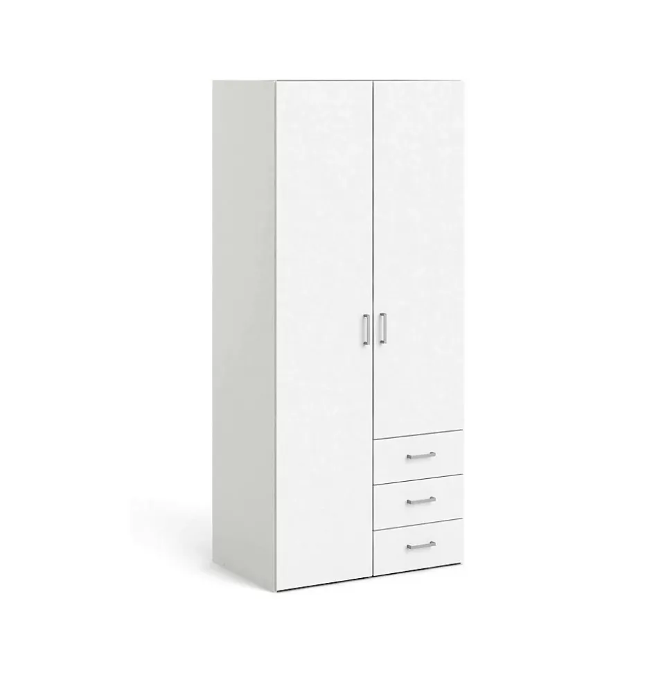 Garde-robe 2 portes Arci, Meubles de chambre, Penderie de plain-pied, Placard à vêtements, 77x49 h175 cm, Blanc