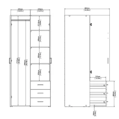 Garde-robe 2 portes Arci, Meubles de chambre, Penderie de plain-pied, Placard à vêtements, 77x49 h175 cm, Blanc