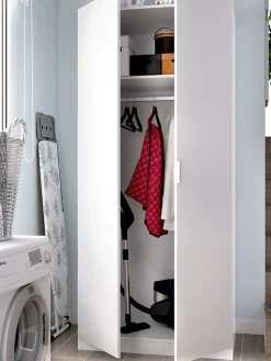 Garde-robe 2 portes Artu, Cintre pour chambre à coucher, Armoire polyvalente, 81x52h184 cm, Blanc