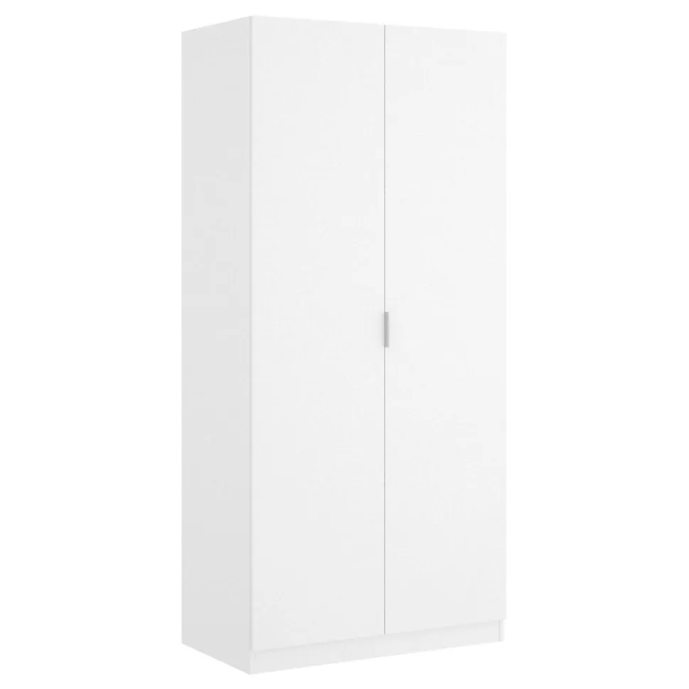 Garde-robe 2 portes Artu, Cintre pour chambre à coucher, Armoire polyvalente, 81x52h184 cm, Blanc