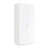 Garde-robe 2 portes Avik, Armoire de Chambre, Meubles de Chambre avec 1 étagère et tringle à vêtements, 82x52h180 cm, Blanc