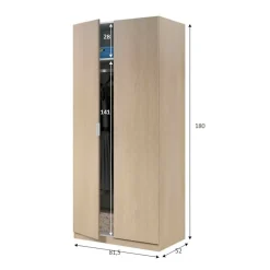 Garde-robe 2 portes Avik, Armoire de chambre, Meubles de chambre avec 1 étagère et tringle à vêtements, 82x52h180 cm, Chêne