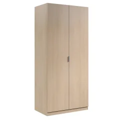 Garde-robe 2 portes Avik, Armoire de chambre, Meubles de chambre avec 1 étagère et tringle à vêtements, 82x52h180 cm, Chêne