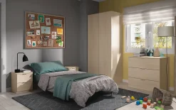 Garde-robe 2 portes Avik, Armoire de chambre, Meubles de chambre avec 1 étagère et tringle à vêtements, 82x52h180 cm, Chêne