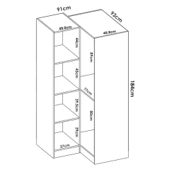 Garde-robe 2 portes Elgon, Armoire d'angle pour chambre à coucher, Armoire d'angle, 91x93h184 cm, Blanc