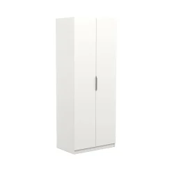 Garde-robe 2 portes Fioretta, Meubles de chambre, Penderie de plain-pied, Placard à vêtements, 79x51 h203 cm, Blanc mat