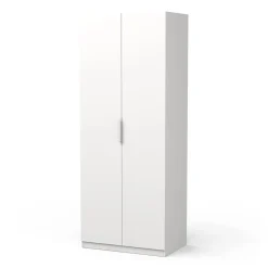 Garde-robe 2 portes Fioretta, Meubles de chambre, Penderie de plain-pied, Placard à vêtements, 79x51 h203 cm, Blanc mat