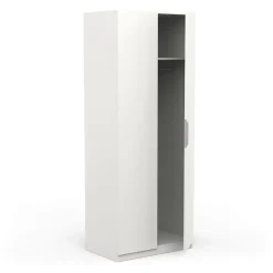 Garde-robe 2 portes Fioretta, Meubles de chambre, Penderie de plain-pied, Placard à vêtements, 79x51 h203 cm, Blanc mat
