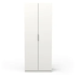 Garde-robe 2 portes Fioretta, Meubles de chambre, Penderie de plain-pied, Placard à vêtements, 79x51 h203 cm, Blanc mat