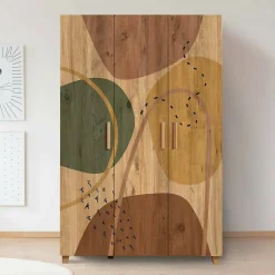 Garde-robe 3 portes Nella, Meubles de chambre, Penderie de plain-pied, Placard à vêtements, 120x48h189 cm, Chêne