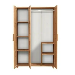 Garde-robe 3 portes Nella, Meubles de chambre, Penderie de plain-pied, Placard à vêtements, 120x48h189 cm, Chêne