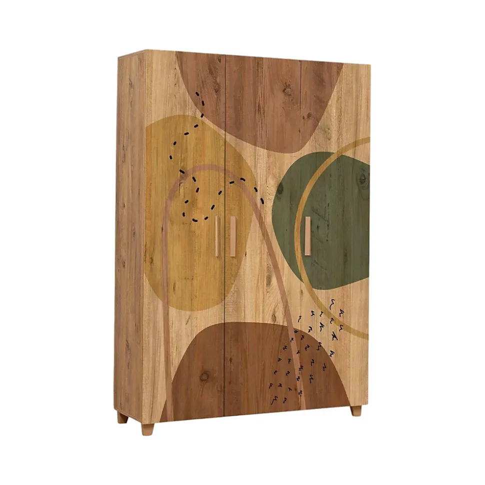 Garde-robe 3 portes Nella, Meubles de chambre, Penderie de plain-pied, Placard à vêtements, 120x48h189 cm, Chêne