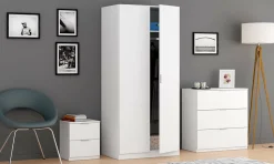 Garde-robe 2 portes Orange, Armoire de Chambre, Meubles de Chambre avec 1 étagère et tringle à vêtements, 82x52h180 cm, Blanc