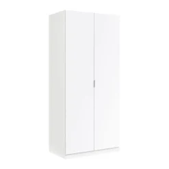 Garde-robe 2 portes Orange, Armoire de Chambre, Meubles de Chambre avec 1 étagère et tringle à vêtements, 82x52h180 cm, Blanc