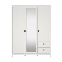 Garde-robe 3 portes Rufina, Meubles de chambre, Penderie de plain-pied, Placard à vêtements, 150x58 h199 cm, Blanc
