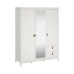 Garde-robe 3 portes Rufina, Meubles de chambre, Penderie de plain-pied, Placard à vêtements, 150x58 h199 cm, Blanc