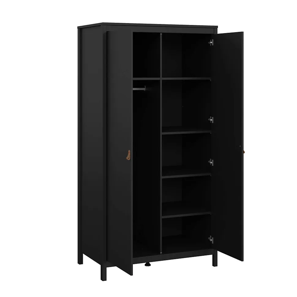 Garde-robe 2 portes Zagabria, Meubles de chambre, Penderie de plain-pied, Placard à vêtements, 102x58 h199 cm, Noir