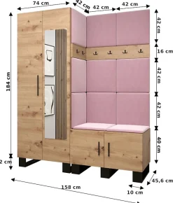 Garde-robe Artin 14 porte battante 196/158/45,6 2 Portes (artisan)
