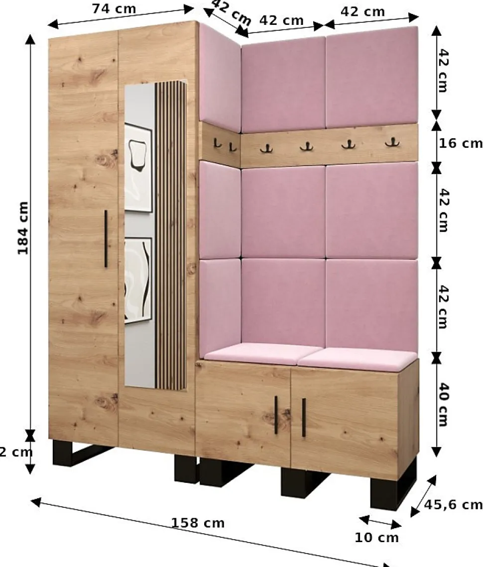 Garde-robe Artin 14 porte battante 196/158/45,6 2 Portes (artisan)