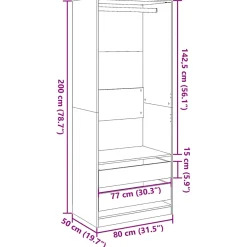 Garde-robe blanc 80x50x200 cm bois d'ingénierie vidaXL