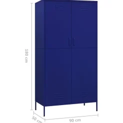 Garde-robe Bleu marine 90x50x180 cm Acier vidaXL