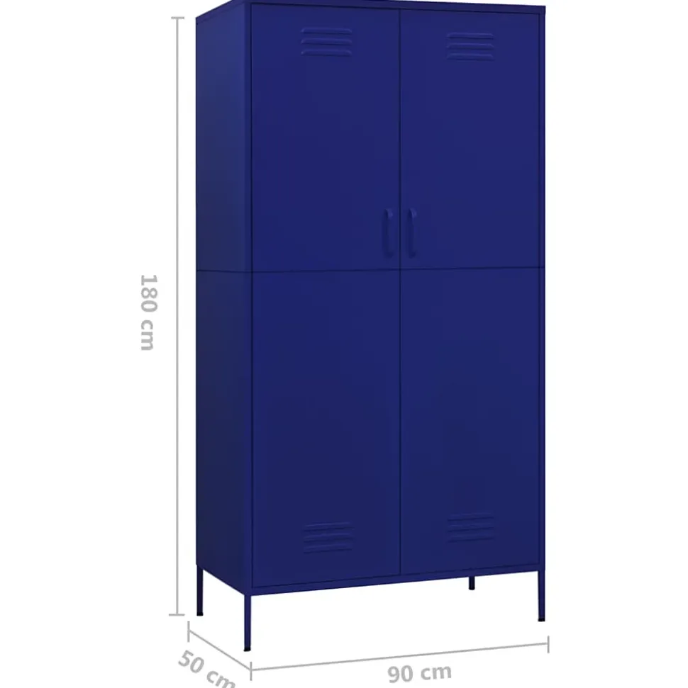 Garde-robe Bleu marine 90x50x180 cm Acier vidaXL