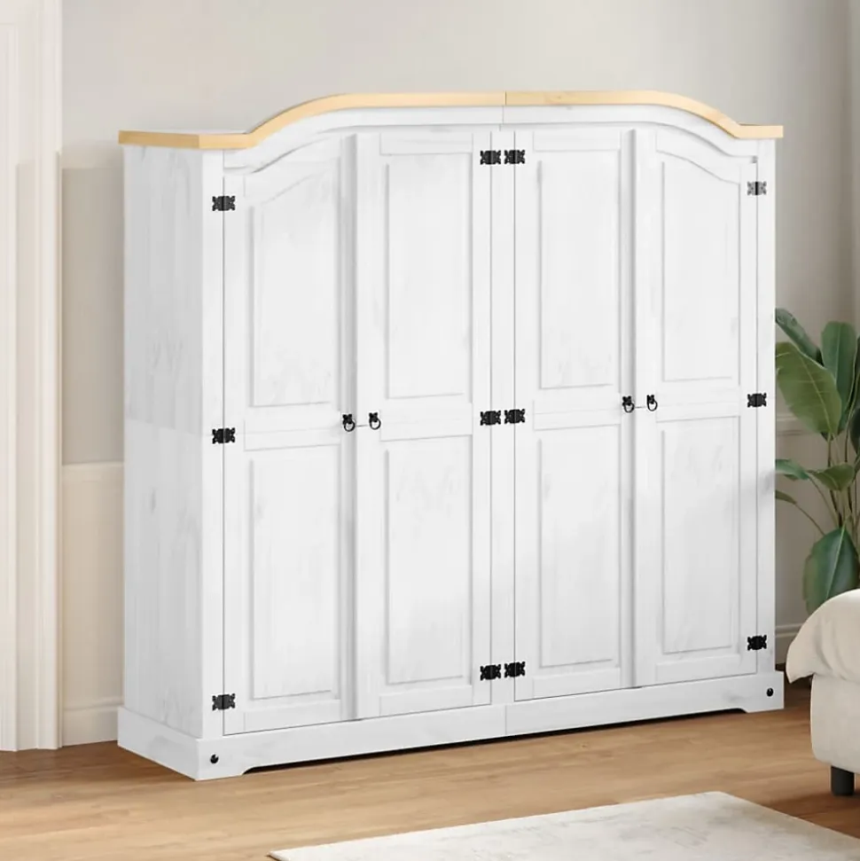 Garde-robe Corona blanc 194x52x186 cm bois de pin massif vidaXL