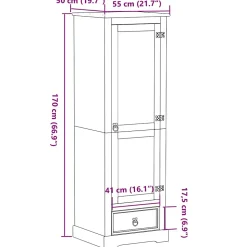 Garde-robe Corona 55x50x170 cm bois de pin massif vidaXL