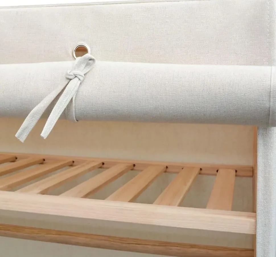 Garde-Robe en Tissu et Bois de Pin - Armoire Penderie Chambre Dressing + 5 Etagères + Barre de Suspension