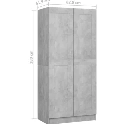 Garde-robe Gris béton 82,5x51,5x180 cm Aggloméré vidaXL