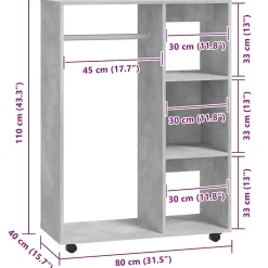 Garde-robe Gris béton 80x40x110 cm vidaXL