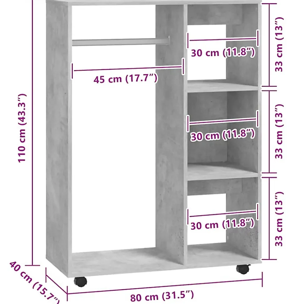 Garde-robe Gris béton 80x40x110 cm vidaXL