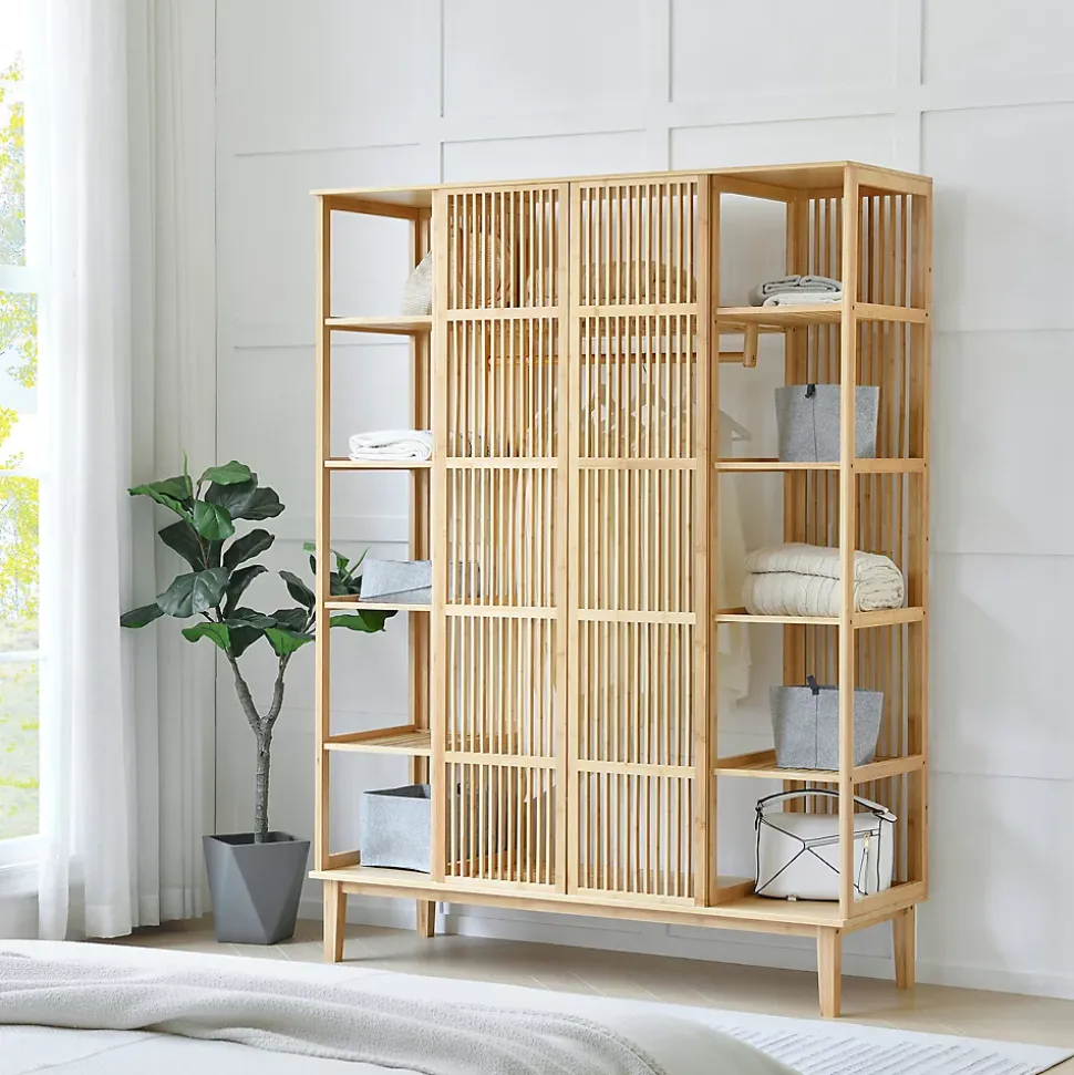Garde-robe Hudiksvall à 2 portes coulissantes 185 x 140 x 45 cm en.casa