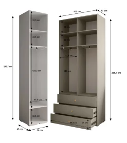 Garde-robe Inova 4 porte battante 236,7/150/47 3 Portes (blanc)