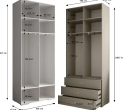 Garde-robe Inova 3 porte battante 236,7/200/47 4 Portes (blanc)