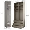 Garde-robe Inova 2 porte battante 236,7/150/47 3 Portes (blanc)