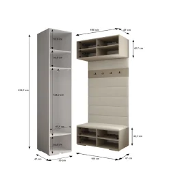 Garde-robe Inova 4 porte battante 236,7/232/47 4 Portes (blanc)
