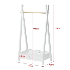 Garde-robe pour enfant Laxe avec compartiment de rangement 126 x 73 x 43 cm blanc en.casa