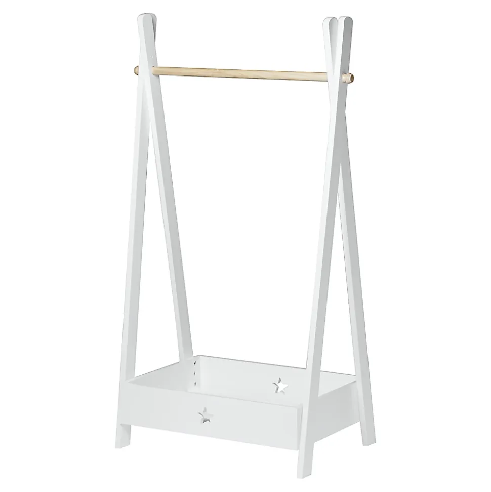 Garde-robe pour enfant Laxe avec compartiment de rangement 126 x 73 x 43 cm blanc en.casa