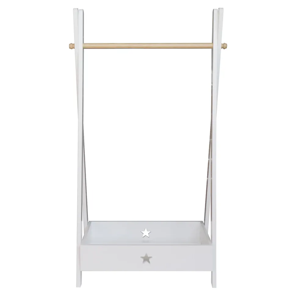 Garde-robe pour enfant Laxe avec compartiment de rangement 126 x 73 x 43 cm blanc en.casa