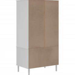 Garde-robe SENJA aspect rotin blanc 90x55x175cm bois massif pin vidaXL