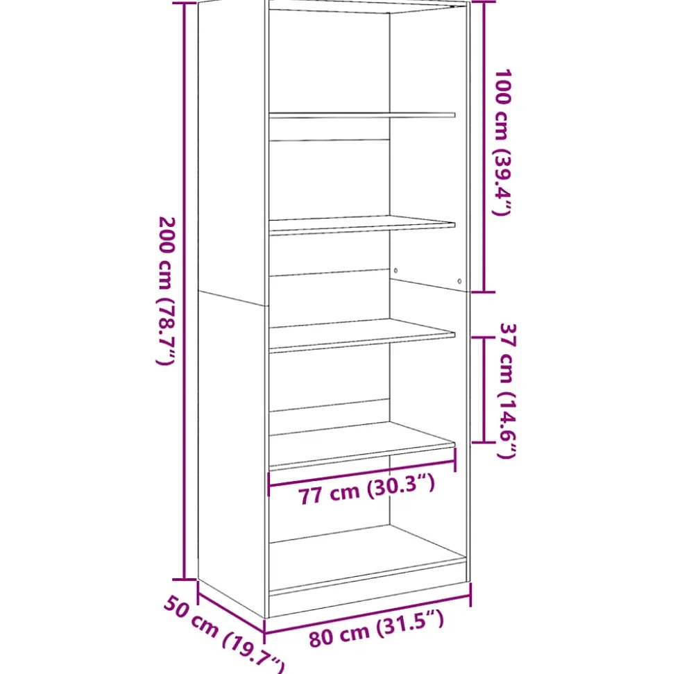 Garde-robe sonoma gris 80x50x200 cm bois d'ingénierie vidaXL