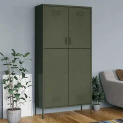 Garde-robe Vert olive 90x50x180 cm Acier vidaXL